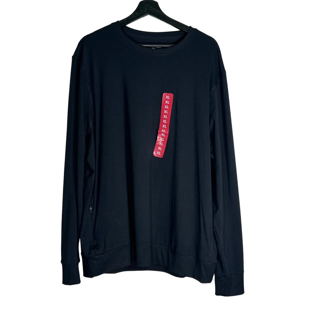 Members Mark Mens Favorite Soft Pullover Black XL Hidden Zipper Pocket MM25549